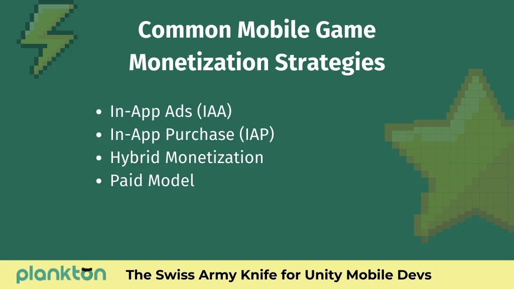 Common mobile game monetization models